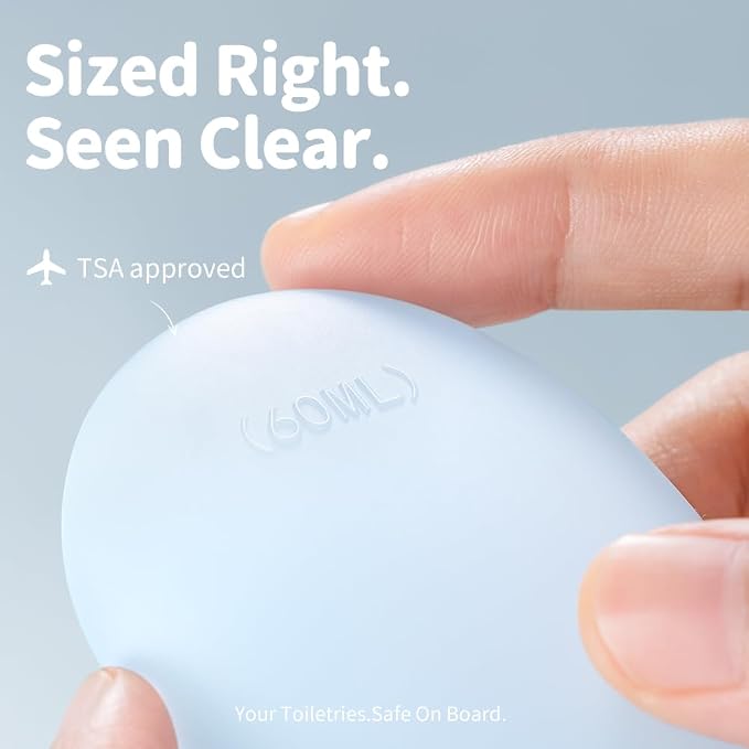 Silicone Travel Bottles, TSA Approved Travel Size for Toiletry 2oz | Ergonomic Grip, Leak-Proof, Refillable, Compact and Portable, Sets with Labels, Suitable for Toiletries, Kidney-Shaped - Image 3
