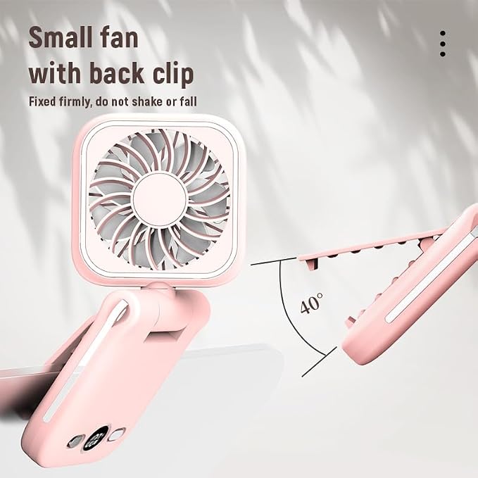 Mini Portable Handheld Clip On Rechargeable Personal Hand Fan with LED Display, Pocket Battery Operated 100 Speed Adjustable Small Fan for Travel/Outdoor/Concerts/Lash/Makeup/Gift(dark blue) - Image 5