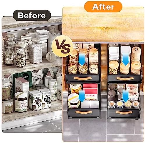 Pull out Cabinet Organizer,Heavy Duty Slide out Pantry Shelves Drawer Storage with Adhesive Nano Film,Sliding Mesh Cabinet Basket with Handle for Kitchen, Bathroom, Home, 11.8"W X 15.7"D X6.2"H,Black - Image 9
