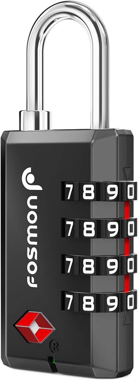 Fosmon TSA Approved Luggage Locks, 4 Digit Combination Padlock,1 pcak | Heavy Duty Gun Safe Lock, 4 Digit Shackle Padlock, Backpack Zipper Anti Theft, Gym Locker, Pistol Handgun Travel by Fosmon