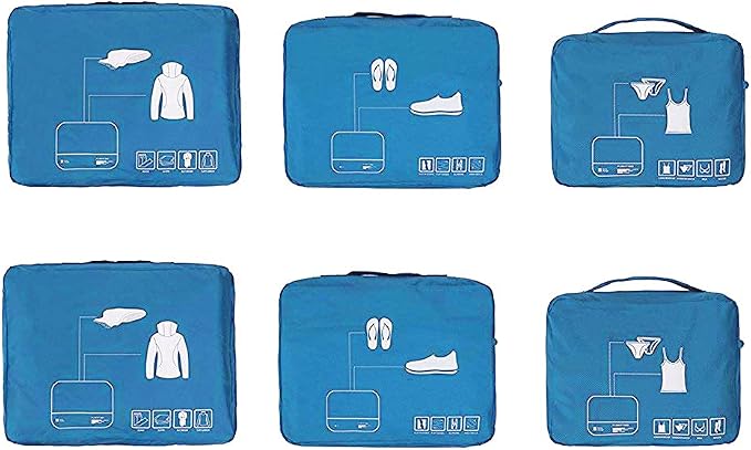 Packing Cubes Set Travel Luggage Organizers Suitcase Lightweight Accessories (Sky Blue) - Image 3