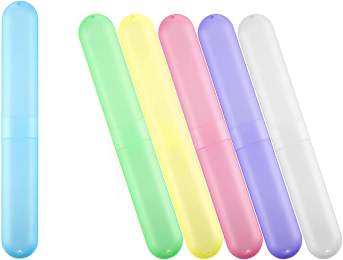 MingTa Set of Six Multicolored Travel Toothbrush Cases - Breathable, Clear & Portable Holders for Home, Travel & Camping Trips - Image 2