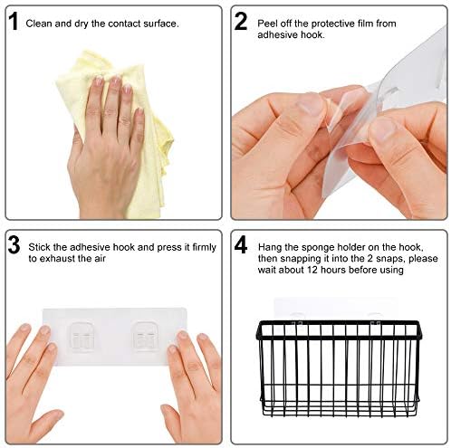 Toplife Wall Door Adhesive Kitchen Wrap Organizer Rack, No Drilling, Black, 2 Pack - Image 4