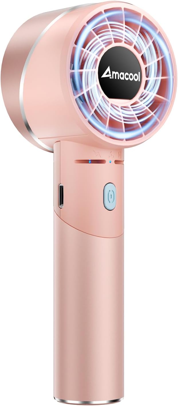 AMACOOL Portable Handheld Turbo Fan, Rechargeable Battery Personal Fan | Gifts for Mom Her Women Girl, Cool Metal Body, Mini Pocket Fans for Camping Outdoor Makeup Travel Essentials by AMACOOL