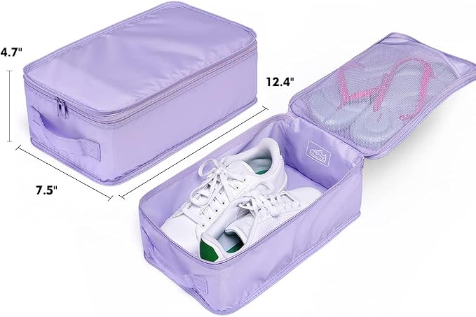 Travel Shoe Bags, Foldable Waterproof Shoe Pouches Organizer-Double Layer (8 Purple Shoe Bags) - Image 4