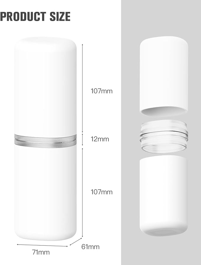 FERYES Travel Toothbrush and Toothpaste Holder – Large Capacity Oral Care Tools Organizer with Mouthwash Cups, Portable Tooth Brushes Case - White - Image 6