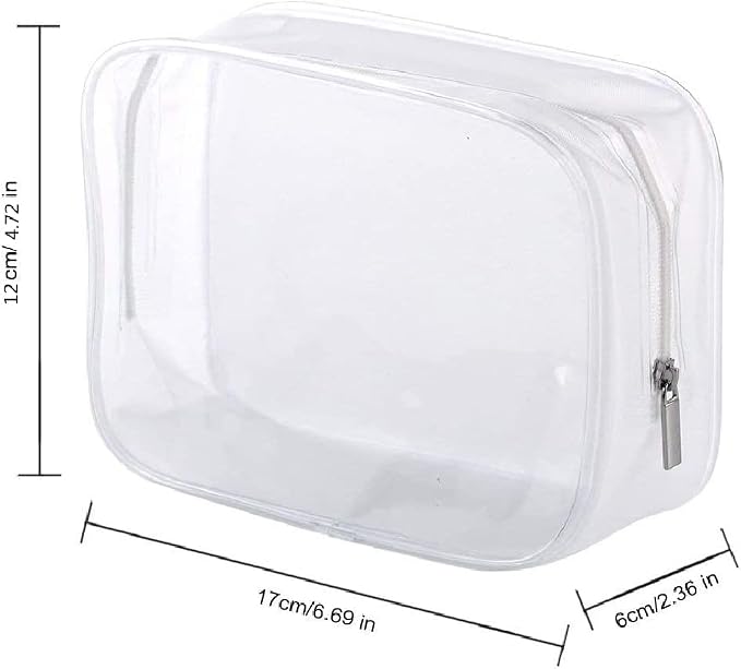 5 Pack Clear Plastic Zippered Toiletry Carry Pouch White, Small | TSA Approved, Portable Cosmetic Makeup Bag, For Vacation, Bathroom and Organizing - Image 2