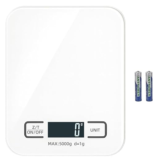 Digital Shipping Scale,Stainless Steel Panel, Accurate Portable Postal Scale for Packages, Small Business,Kitchen, Food, Handmade, Liquids, and Boutique (White Battery(5kg/1g)) by Selegere