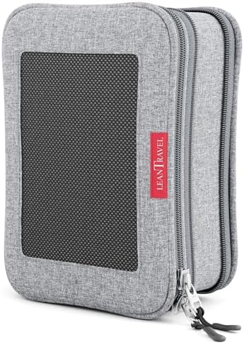 LeanTravel Premium Compression Packing Cubes for Travel - Suitcase Organizer Bags with Double Zipper & Breathable Mesh Panel - Space Saving Carry On Luggage Essentials (1 Large Bag, Grey) by LeanTravel