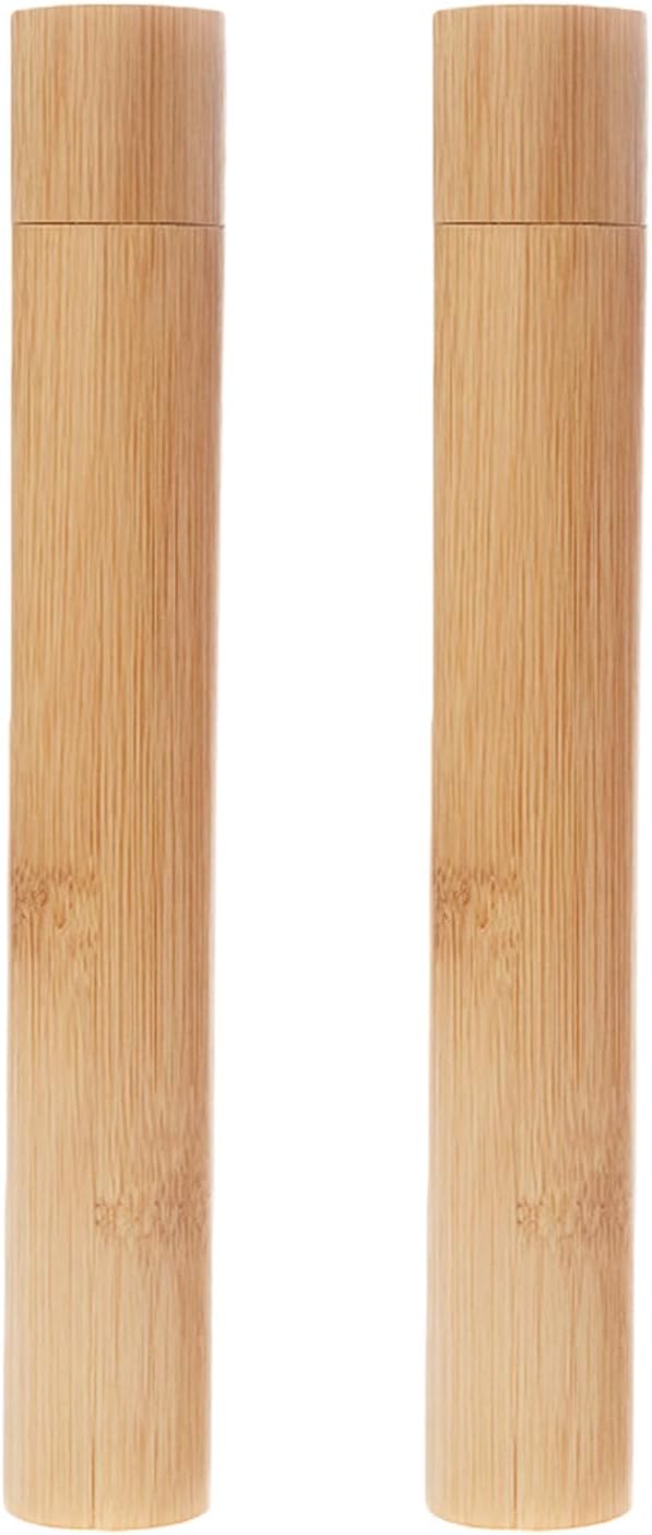 VASANA 2PCS Bamboo Toothbrush Case Portable Toothbrush Container Reusable Toothbrush Holder Personal Cleaning Tools Storage for Daily Use Traveling Camping(21CM) by Unknown