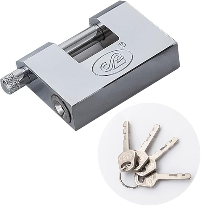 D-Shaped Big Heavy Duty Chrome-Plated Padlock with key,high security shipping container padlocks,bolt cutter proof lock,10mm Thick large padlock for outdoor,Waterproof and theft-proof chain lock(70mm) by Unknown