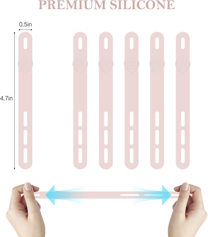 Donruby 30Pcs Silicone Cable Ties - Reusable & Washable with Adjustable Locking Buckles, High Elasticity Cable Management Straps for Home, Office, School, Travel Essential Cord Organizer (Pink) - Image 2