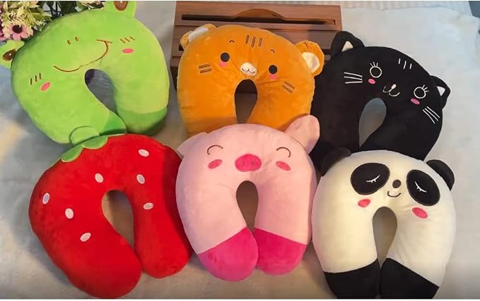 EKDJKK Travel Pillow for Kids, Cute Animal Neck Pillow Support U Shaped Cushion Plush Soft Rest Reading Pillow Sleeping Pillow for Airplane Train Car (Pink Pig) - Image 8