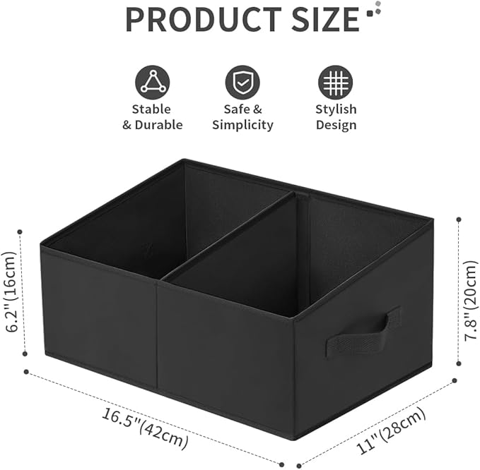 DIMJ Closet Storage Bins, 6 Pack Storage Baskets for Shelves, Foldable Closet Organizer with Handle, Linen Closet Organizers and Storage for Clothes, Toys, Towel, Books (Black) - Image 2