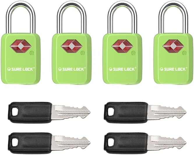 SURE LOCK Mini TSA Approved Keyed Luggage Lock – One Key Opens All, Fits Tight Zipper Gaps & Small Pull Holes, Compact Travel Lock for Suitcases, Backpacks & Handbags by Hopeyoucanstaysafe