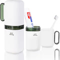 Travel Toothbrush Holder Case,Toothbrush Holder and Rinse Cup with Handle Toothbrush Travel Case, 2 in 1 Toothbrush Cup,Large Capacit Travel Toothbrush Holder with Mouthwash Cup-Green by Fehnag