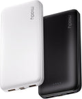 Miady 2-Pack Portable Charger, Slim 10000mAh Power Bank Travel Battery Pack | Dual USB丨3 Outputs 2 Inputs丨for Backpack Travel Camping丨Slim丨Compatible with iPhone Android etc丨Flight-Safe丨37Wh丨Black+White by Miady