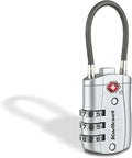 Kwikset TSA Approved Combination Luggage Lock with Cable, 1-Pack, Silver | Cable Shackle Threads Through Zippers, Straps and Handles; Resettable Code with 1-3/16 in Body for Travel by Unknown