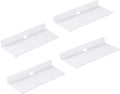 9 Inch Acrylic Floating Shelves Set of 4,Small Wall Display Shelf for Bluetooth Speakers/Security Cameras/Nintendo Switch/Action Figures,Damage-Free Wall Shelves Stick-On Shelf,White by IEEK