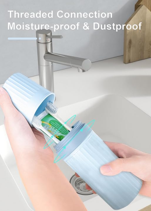 Toothbrush Travel Case, Blue Toothbrush Holder Travel | Large Travel Toothbrush Cup Case, Portable Travel Toothbrush Container for Traveling, Camping, Business, and School - Image 3