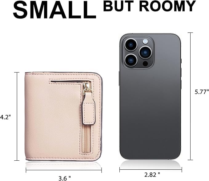 Gostwo Small Wallet for Women, Slim Bifold Credit Card Holder, Compact RFID Blocking Cash Wallet, Billfolds Thin Leather Zipper Pocket, Mini Wallet Gift for Ladies Teen Girls Travel with ID Window - Image 4