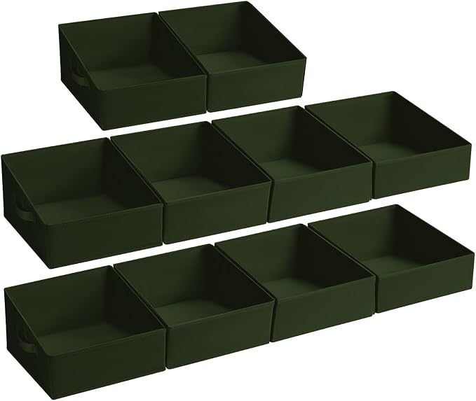 DIMJ Closet Storage Bins 10 Pack - Fabric Storage Baskets for Shelves, Collapsible Clothes Organizer with Handles, Trapezoid Shelf Organization Storage Cubes for Purse, Toys, Books, Towel, Clothes by DiMJ
