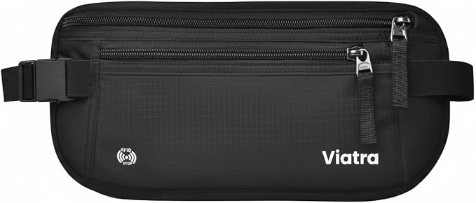 Money Belt for Travel with RFID Blocking, Hidden under Clothes for Passport, Cards, and Cash, Black by Unknown