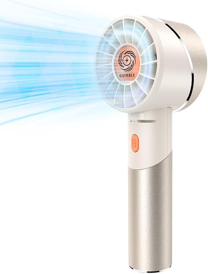 Handheld Fan,Portable Turbo Fan,Powerful Personal Fan(7000rpm High-Speed Motor,Battery Work 3-16 H),USB Rechargeable Mini Handheld Fan for Travel/Outdoor/Gift/Makeup (Beige) by Guirble