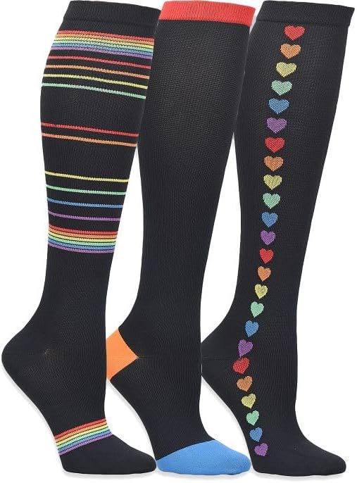 Nurse Mates 3 Pack Women's Compression Socks | 12-14 mm/Hg | Reduce Swelling | Improve Circulation | One Size | 3 Pair by Nurse+Mates