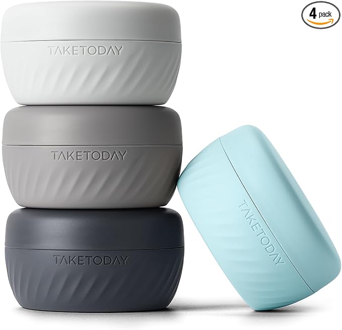 TakeToday Travel Containers for Toiletries, 2oz, 4 Pack, Apricot | Air Travel Leak-Proof, TSA Approved, Silicone Jars with Lid, for Cosmetics & Toiletries by TAKETODAY