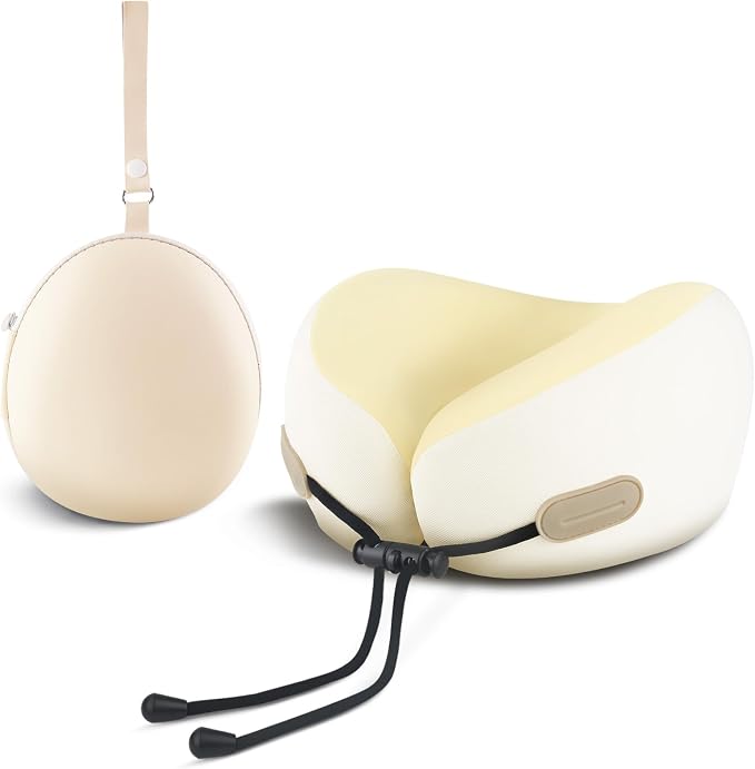 Travel Essentials,Travel Neck Pillow for Airplanes Sleeping,Neck Support Pillow,Portable Oldable Memory Foam(Ivory White) by Unknown