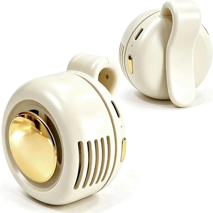 Portable Silent Clip-On Bladeless Personal Fan, Wearable Waist & Neck Fan, 360° Rotation, 3 Speeds, USB-C Rechargeable, Compact & Lightweight, Hands-Free Cooling for Travel, Office & Outdoor (White) by Unknown