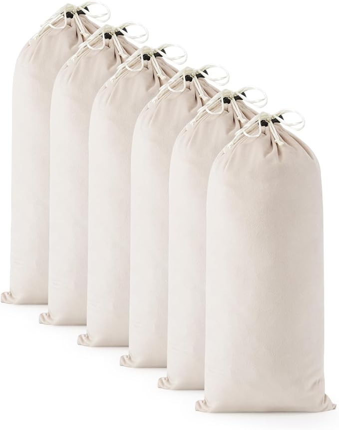 6 Pcs Single Shoe Bags for Travel, Dust Velvet Bags, Beige, 17.3x8.6 Inch | Washable & Reusable Travel Shoe Bags, Dustproof Shoe Bags with Drawstring Closure, Suitable for Travel, Home Storage by WelcometoFantasyLife