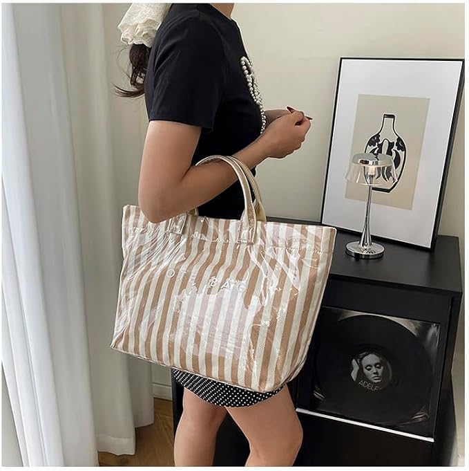 Lushandy PVC Tote Bag for Women Jelly Beach Bag Top Handle Hobo Handbag | Water-Resistant, Wipe Clean, Lightweight - Image 3
