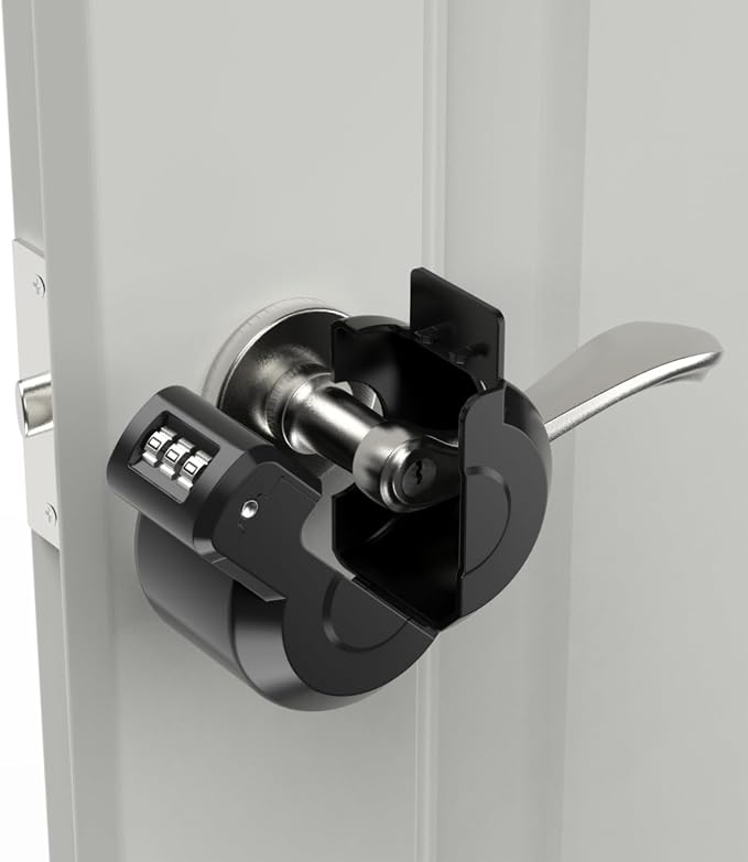 Keyed Door Handle Lockout Device Cover with Code to Disable Access to Keyhole Combination Lock for Bedroom from Outside Only Fits Handle Lock with Long Connecting Shaft Please Measure Before Order by PUGED