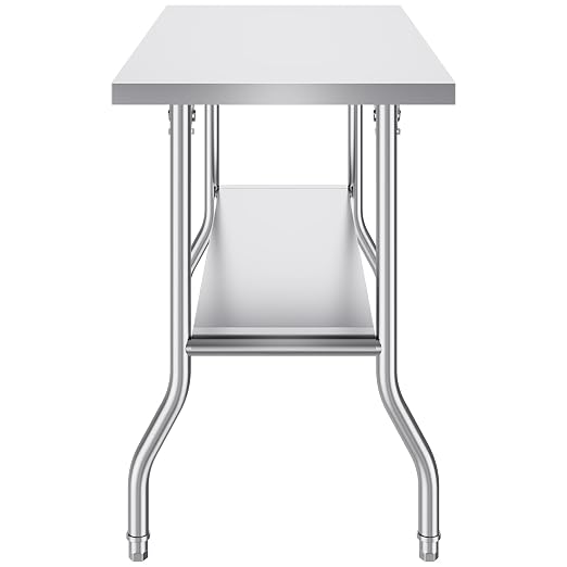 VEVOR Stainless Steel Foldable Work Table, 48 * 24 Inch Heavy Duty Food Outdoor Double Layer Stainless Steel Worktable for Commercial Kitchen Restaurant | For Commercial, Kitchen, Restaurant, Indoor and Outdoor Use, Polished Finish, Heavy Duty, Quick-F... - Image 11