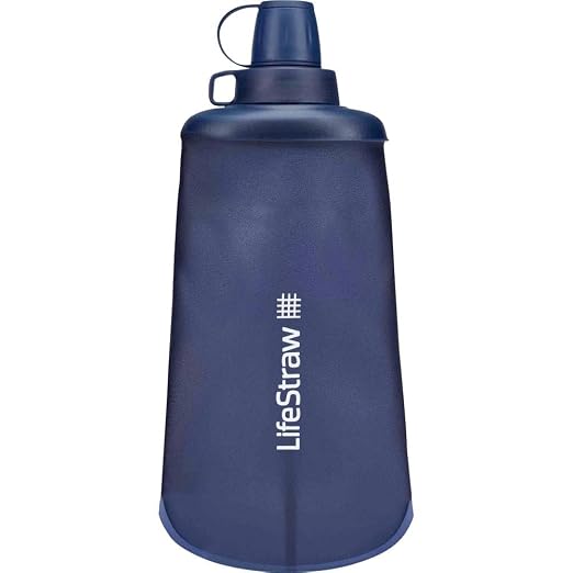 LifeStraw Peak Series - Collapsible Squeeze Bottle Water Filter System – 650ml for Trail Running, Through Hiking, Travel, Cycling, and Fishing; BPA-Free; Mountain Blue by LifeStraw
