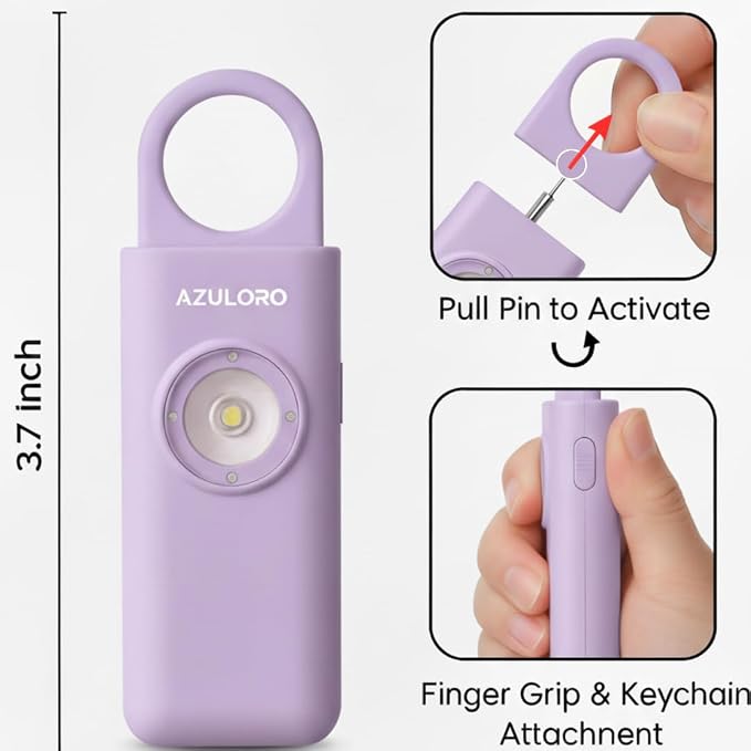Personal Alarms for Women Loudest – Safety Keychain Self Defense – Personal Alarm Siren with SOS & Emergency Call – Keychain Alarm for Women – Gifts for Teenage Girls – Protection for Girls (Purple) - Image 6