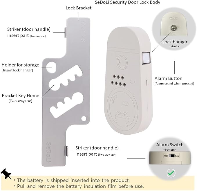 CGPLUS Security Door Stopper Alarm SEDOLI 100DB Siren for Safe Stay, Home, Travel - Image 8