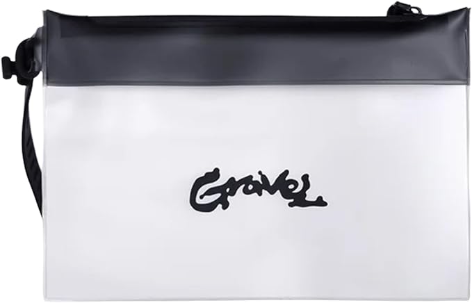 Gravel The Pouch | TSA Approved Clear Travel Toiletry Bag | Quart Size for Men & Women (Clear and Gray Script) by Gravel