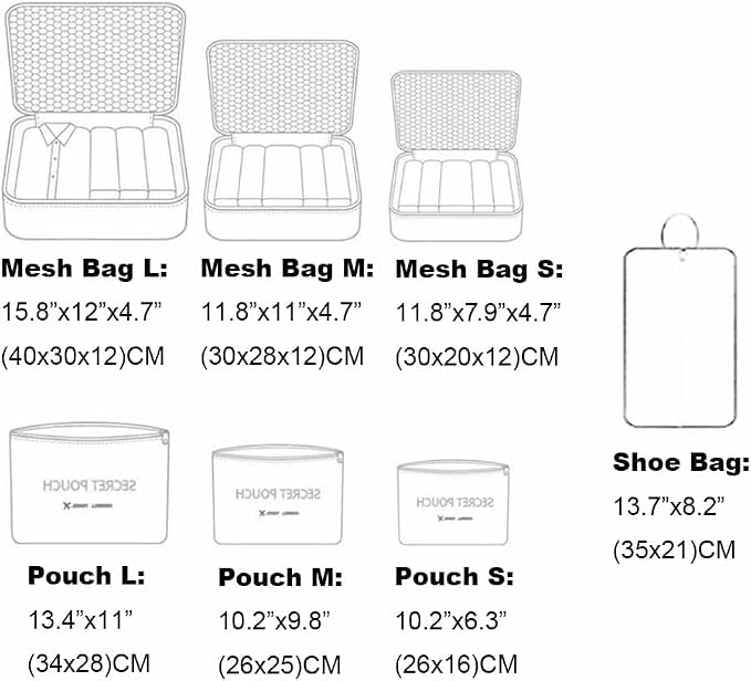 Packing Organizers Packing Cubes for Suicase 7 Set Travel Luggage Organizer Bags for Suitcases (Wine Red) - Image 3