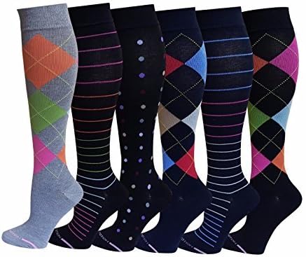 Dr Motion Differenttouch 6 Pairs Pack Women Graduated Compression Knee High Socks by Dr.+Motion