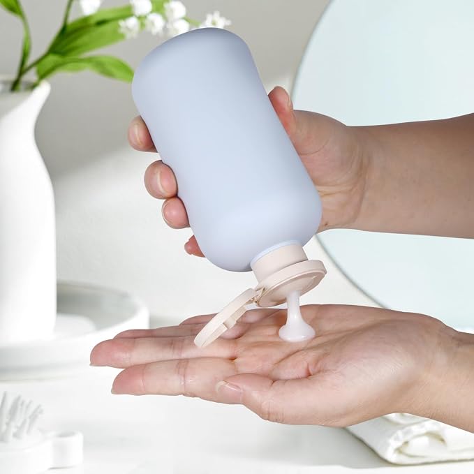 6.8 oz Plastic Travel Shampoo Bottles, Refillable Flip Cap Squeeze Bottles for Toiletries, Large Leakage-proof Travel Shampoo and Conditioner Container (Blue) - Image 5