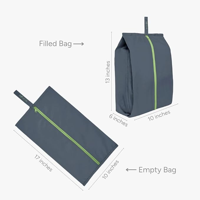 Ecoright Shoe Bags for Travel, Set of 2, 100% Recycled Water-Resistant Zipper Pouch Bags, Shoe Bags for Storage, Travel Essentials for Men & Women - Image 2