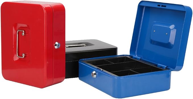 Decaller Large Cash Box with Money Tray, Metal Money Box with Key Lock for Home or Business, 9.83" x 7.82" x 3.41", Black - Image 9