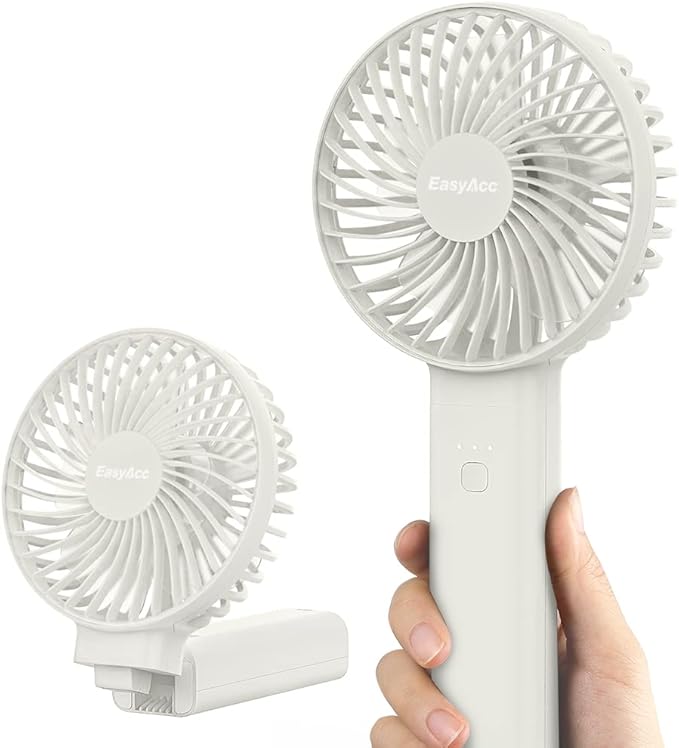 EasyAcc Personal Fans Portable Rechargeable, Washable Guard + Powerful + 180°Foldable + Professional ODM Fan + Durable, 4 Speeds Portable Cooling Fan for Travel Outdoor Office by EasyAcc