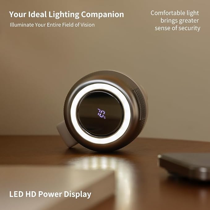 Mini Bladeless Clip on Fan with LED Light, 5-Speed Portable Silent Fan for Office, Hospital, Library, Travel, Hiking, Hands-Free Personal Fan for Outdoor, Summer Travel Gift (White) - Image 9