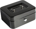 Decaller Cash Box with Money Tray, Medium Metal Locking Money Box with Key Lock for Security, 7.87" x 6.30" x 3.54", Black by Decaller