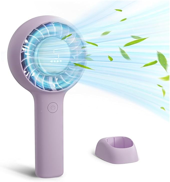 ZOZOO Portable Fan, USB Rechargeable 5 Speed Handheld Fan,LED Display &High Power Motor Table Fan, 2 IN 1 Quiet Strong personal fans for Travel,Camping,Beach Concert (Purple) by ZOZOO