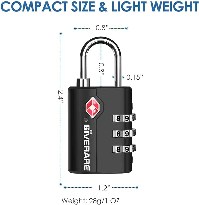 2 Pack TSA Approved Travel Luggage Locks, Suitcase Combination Lock, Keyless 3-Digit Zipper Padlocks, TSA Accepted Compatible Padlock for Gym Locker, Golf Bag Case, Backpack-Black - Image 2